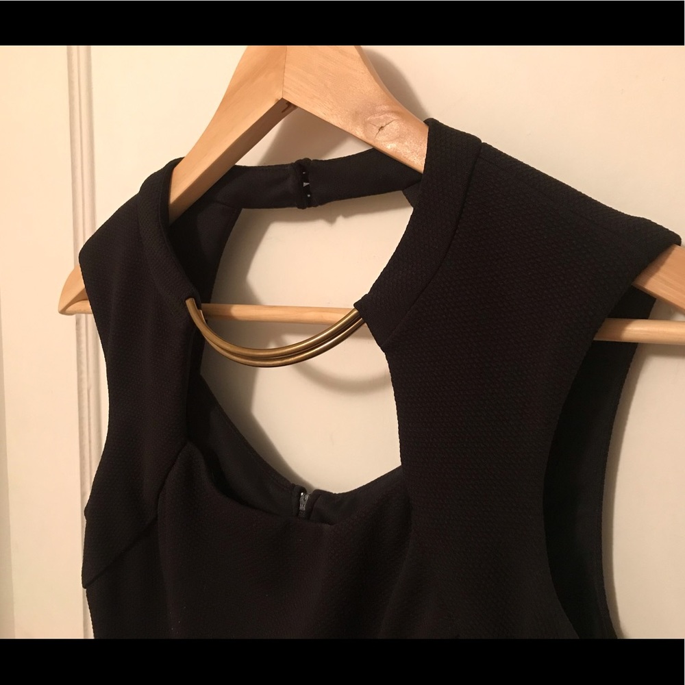 Bisou Bisou Vintage Black Cocktail Dress with Gold Neck Detail- size 2 - Picture 2 of 6